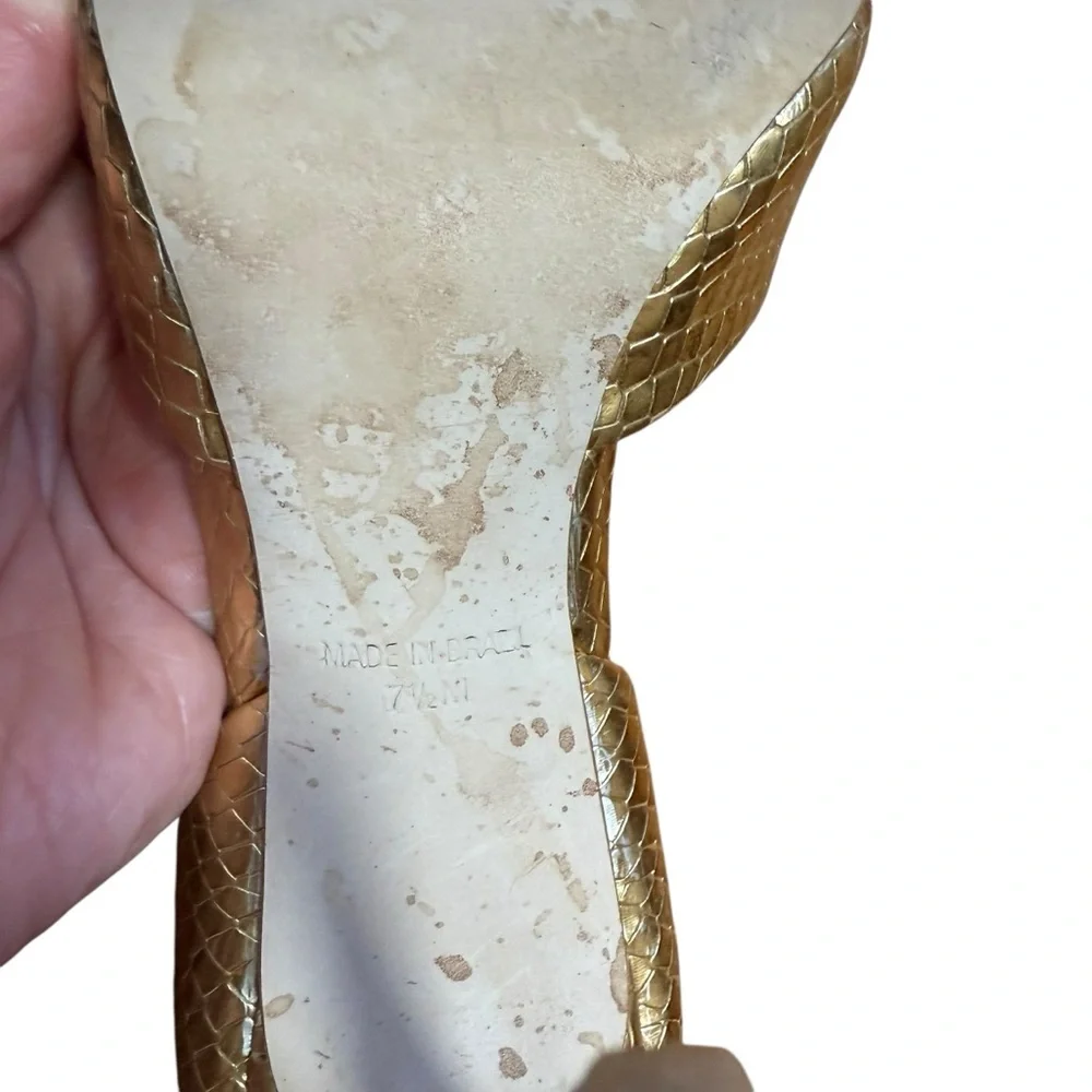 Steve Madden Gold Snake Embossed Stiletto Heels Size 7.5 Pointed Toe Pumps